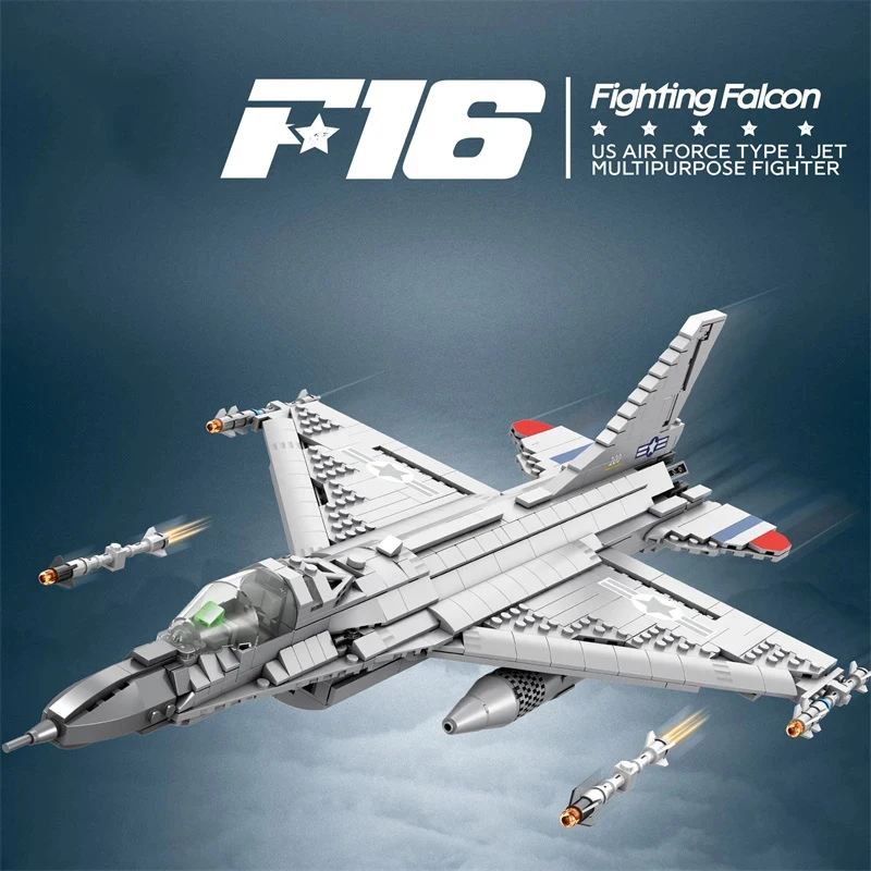 

1337PCS Fighting Falcon F-16 Fighter Building Block USA Military Plane Model Bricks Desktop Decoration Toys Kids Holiday Gifts