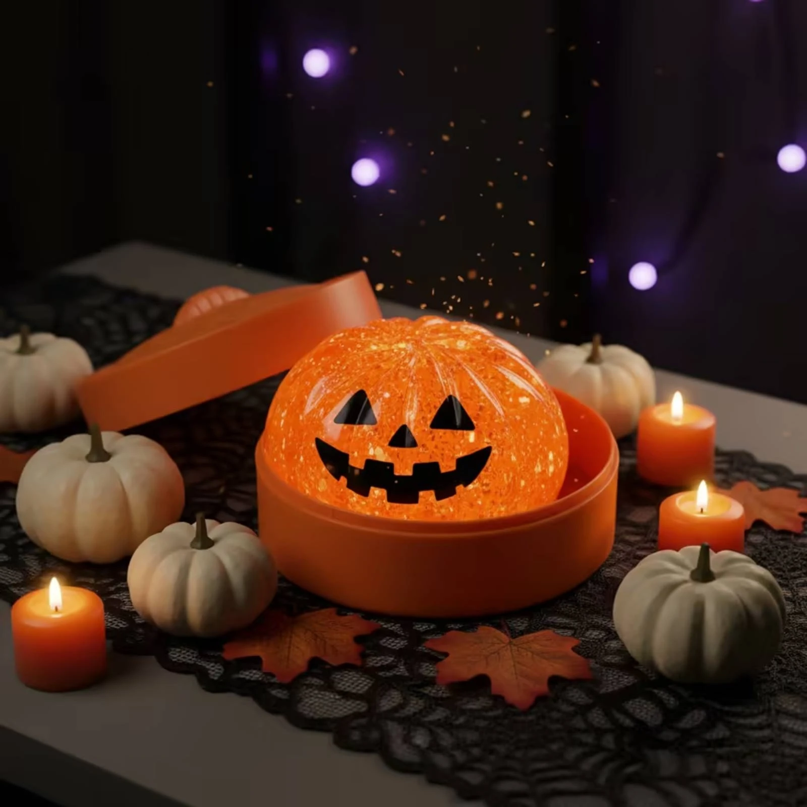 Dumpling Squishy with Steamer Container Halloween-Themed Dumpling Fidget Toy Squishy Toy with Container Translucent Cute