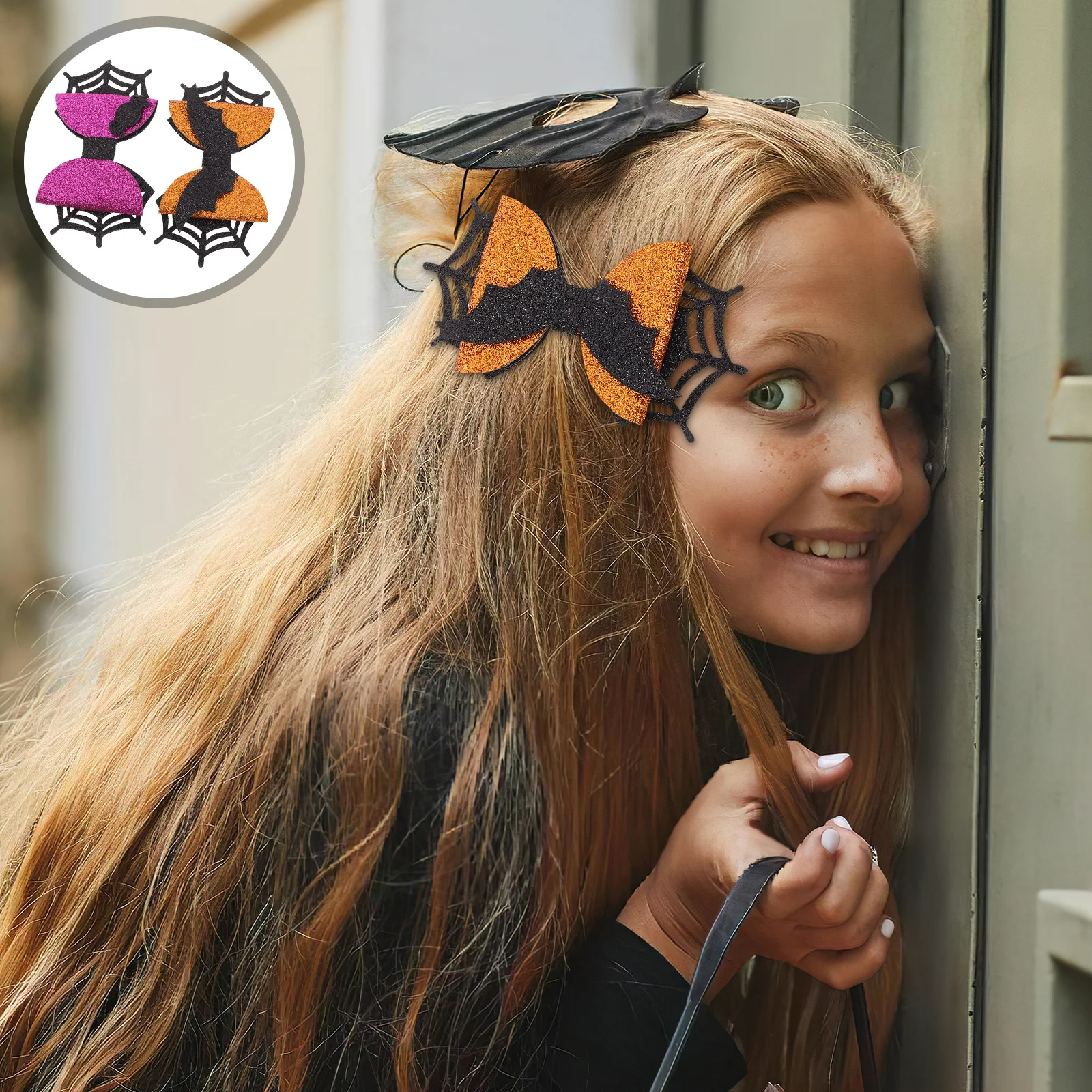 

Halloween Hair Clips Bat Spider Web Ghost Bow Barrettes Costume Party Accessories For Women Cosplay Lightweight