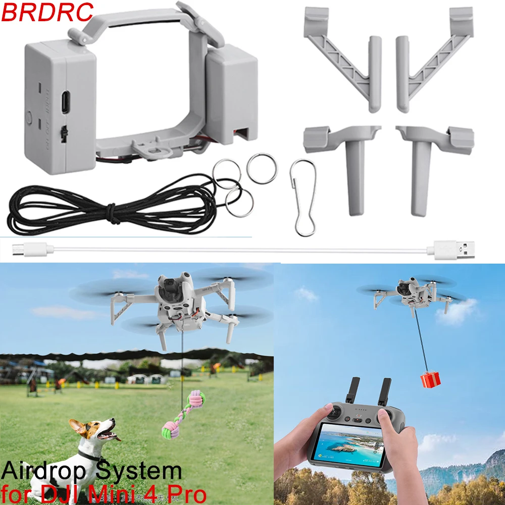 

Система сброса BRDRC для DJI Mini 4 Pro: устройство для транспортировки, запускатель для рыбалки, доставки подарков на свадьбу, предложения руки и сердца, аксессуар для дрона