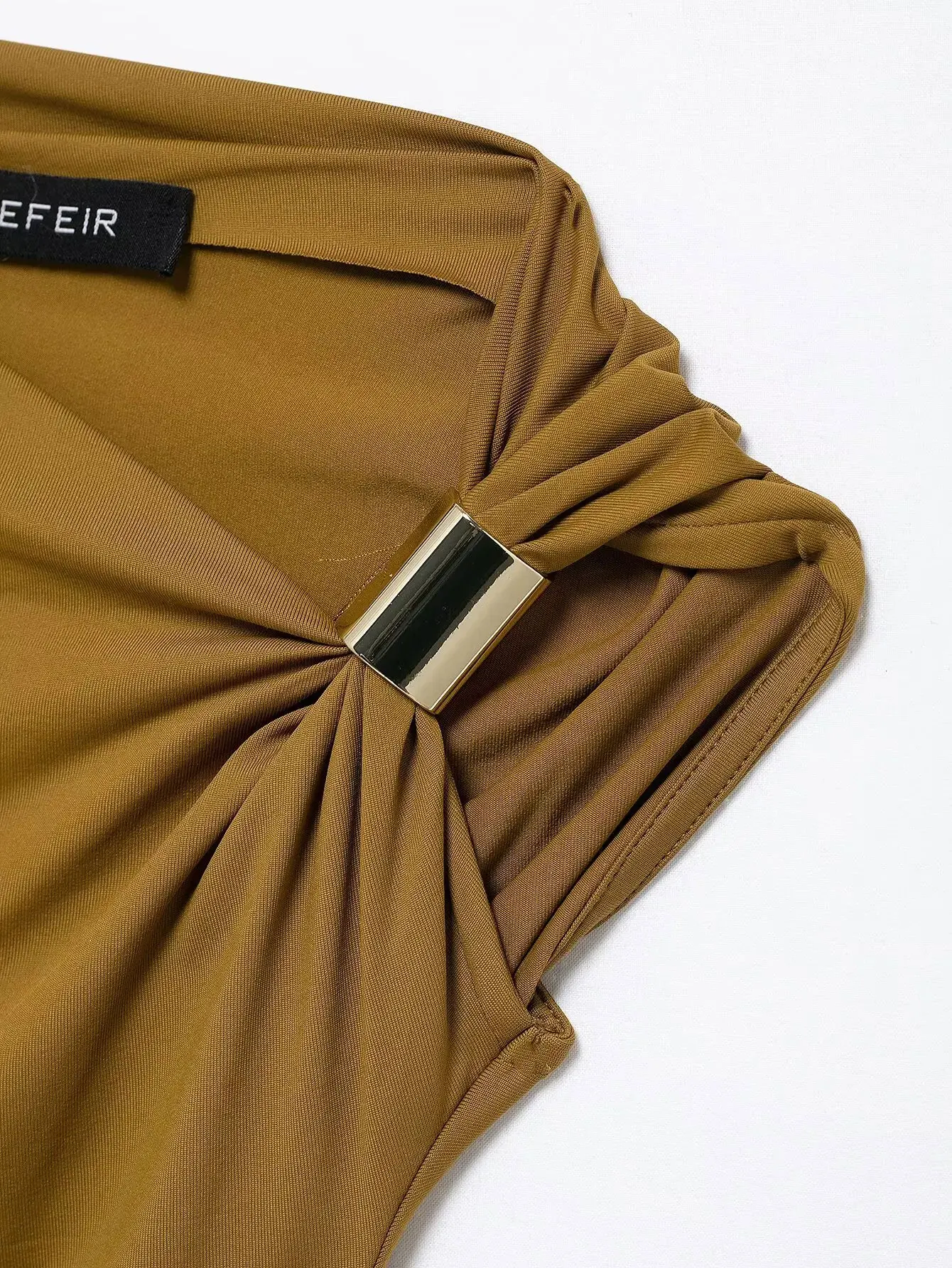HH 2025, Frühling, Damen, sexy, asymmetrisch, faltig, Weste, schick, schmaler Kragen, One-Shoulder-Damen, schmales T-Shirt, Top, Straßenkleidung – Detail 5