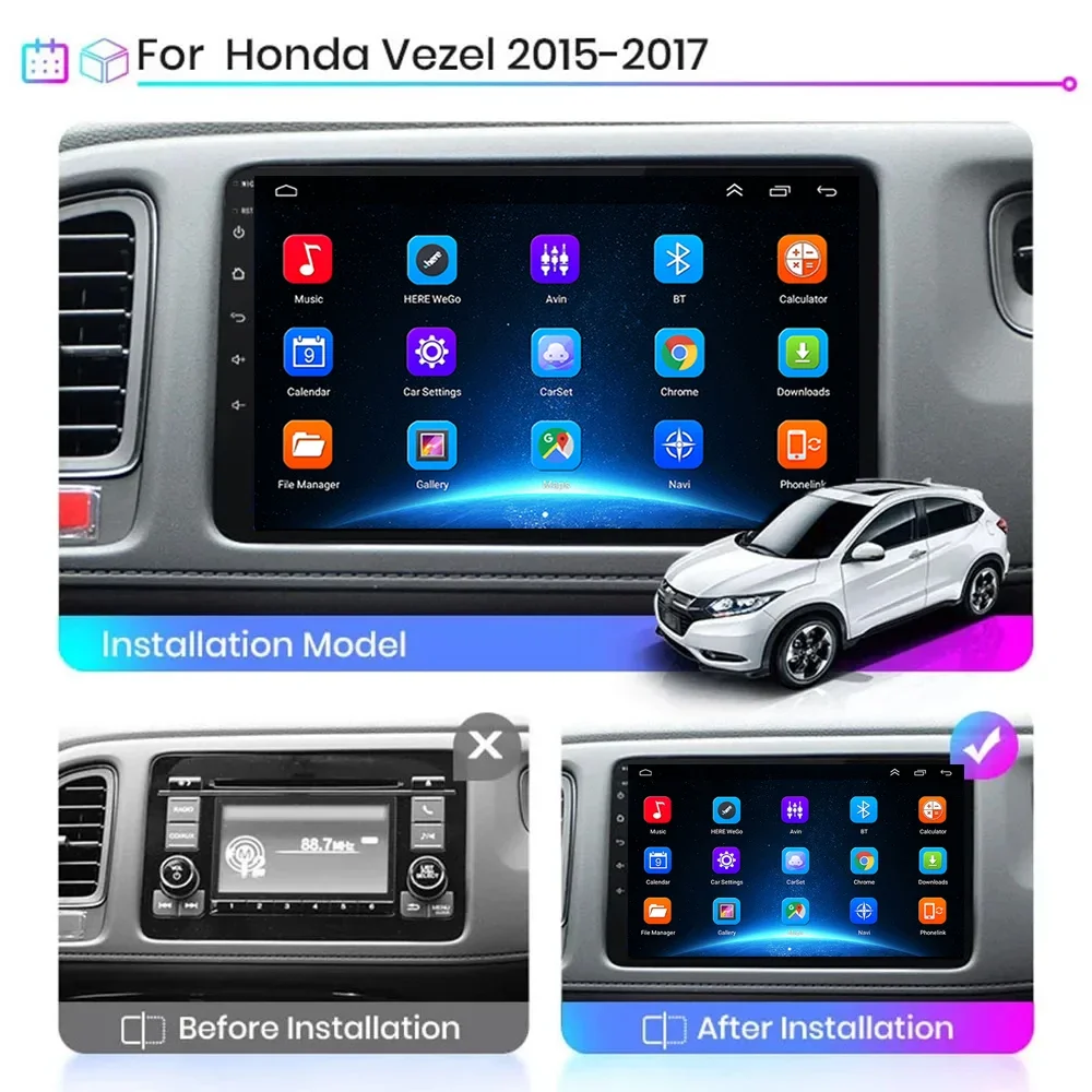 for Honda Vezel HR - V HRV HR V XRV 2015 - 2017 Android 13 Car Radio Multimedia Video Player Navigation Carplay GPS No 2din DVD