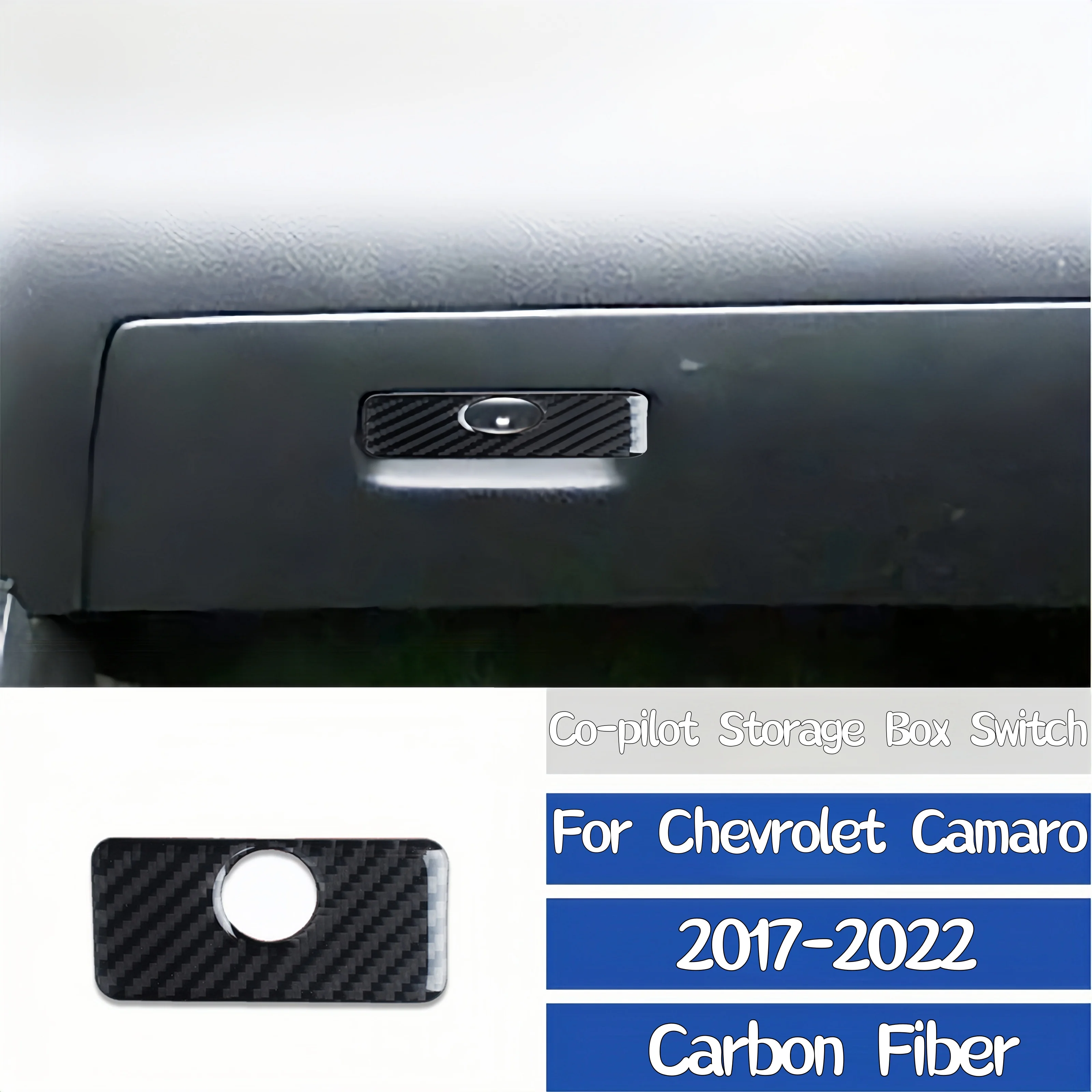 

For Chevrolet Camaro 2017-2022 Accessories Carbon Fiber Interior Car Co-pilot Storage Box Switch Trim Cover Decorative Sticker