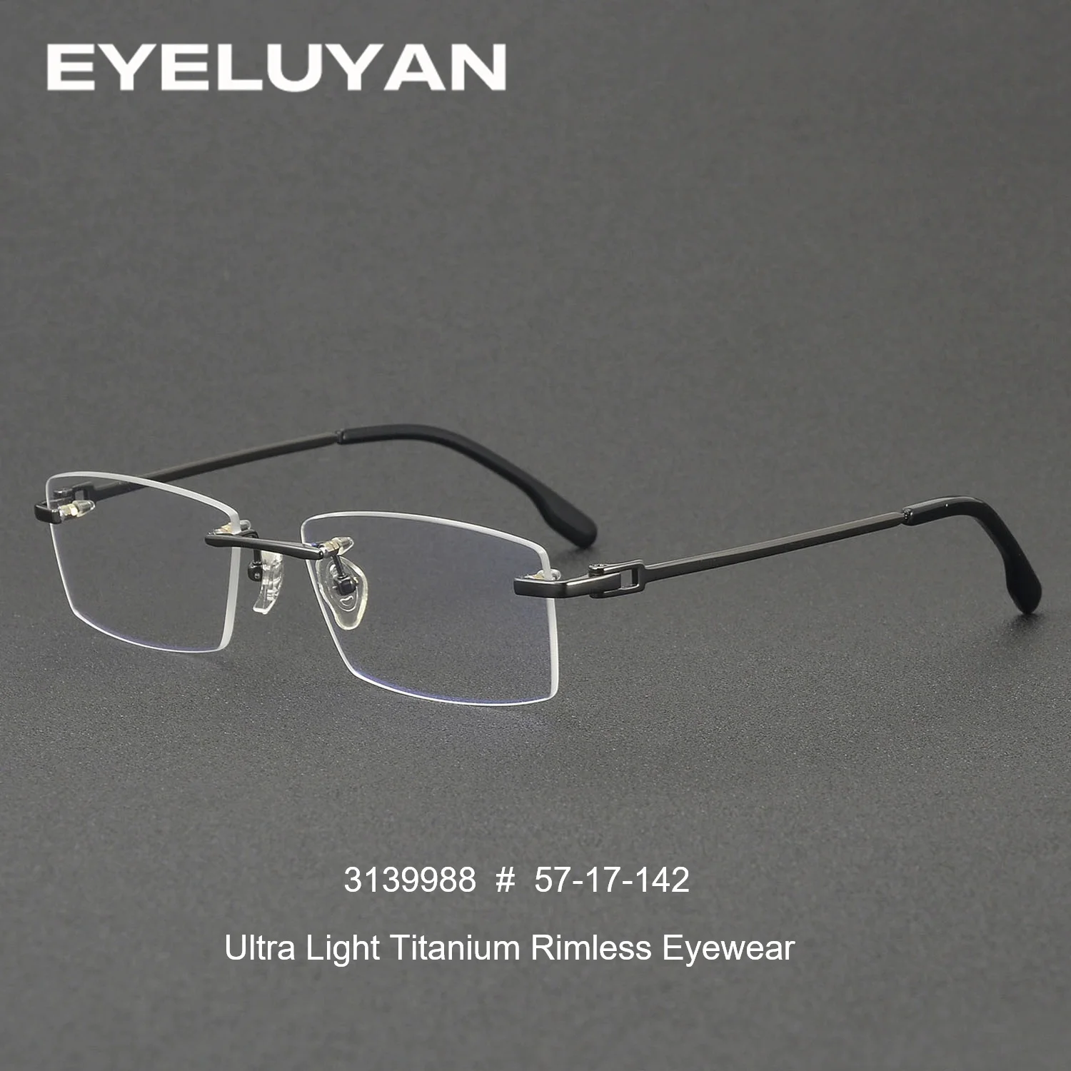 EYELUYAN Luxury Men Ultra Light Rimless Eyewear Titanium Rectangle Prescription Glasses Frame Business Eye Glasses