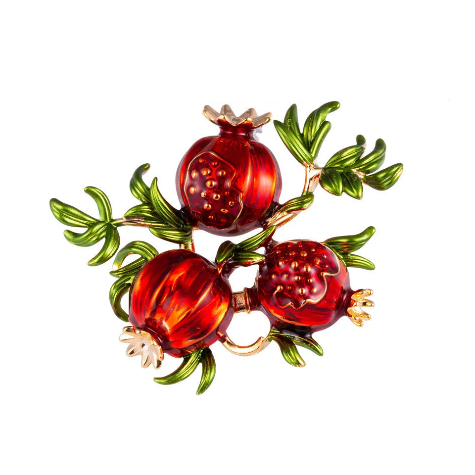 Morkopela Red Fruits Pomegranate Brooch Casual Weddings Autumn Pin Enamel Brooches For Children Gifts New Design Jewelry