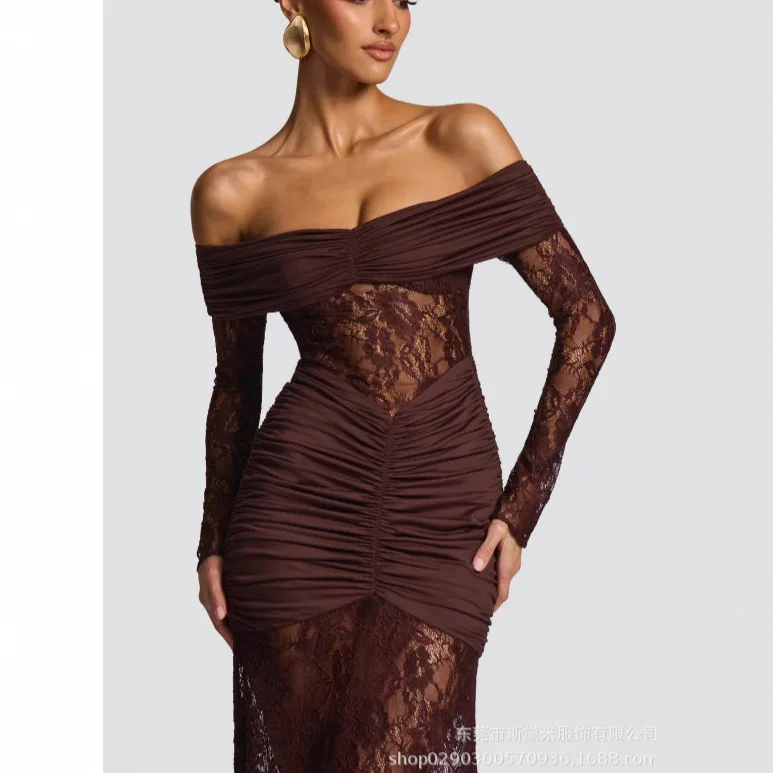 

Желтое кружевное женское платье-русалка для выпускного вечера, сексуальное, с открытыми плечами, с длинными рукавами, повседневное, праздничное, для дня рождения, вечернее платье