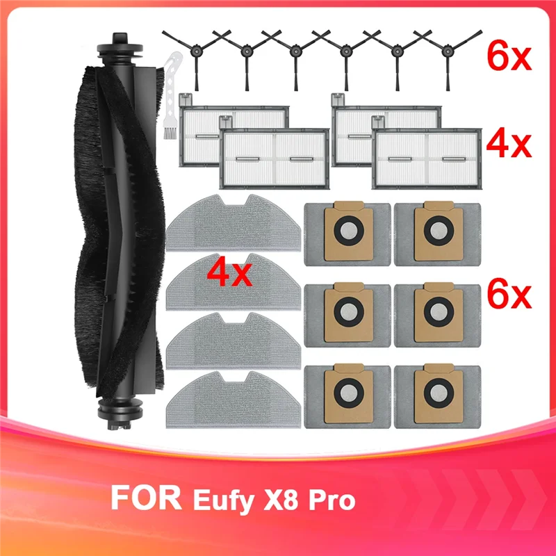

A04G-аксессуары для робота-пылесоса Eufy X8 Pro, сменный комплект, роликовая щетка, фильтры, подушечки для швабры, боковые щетки, вакуумные мешки