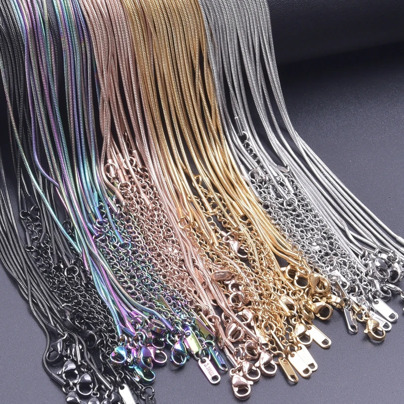 No Fade Circular Snake Chain Necklaces For Women Men Accessories Fashion Jewelry Stainless Steel Cadena Hombre Acero Inoxidable