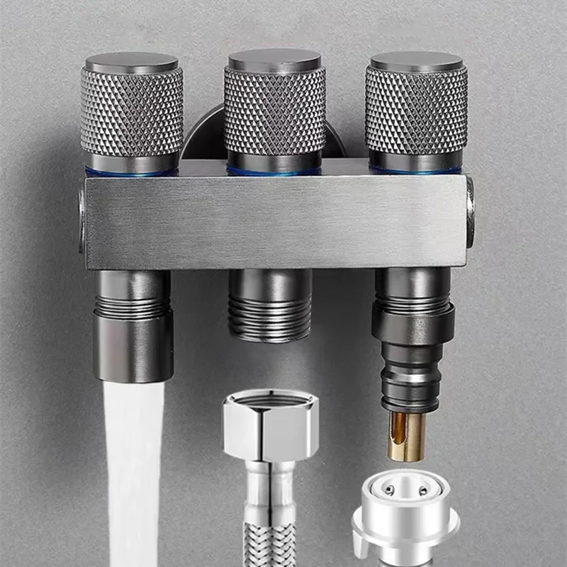 

Three-Way Water Toilet Multi-Function Valve One-In Three-Out Angle Valve with Independent Switch Three-Control Faucet for Home
