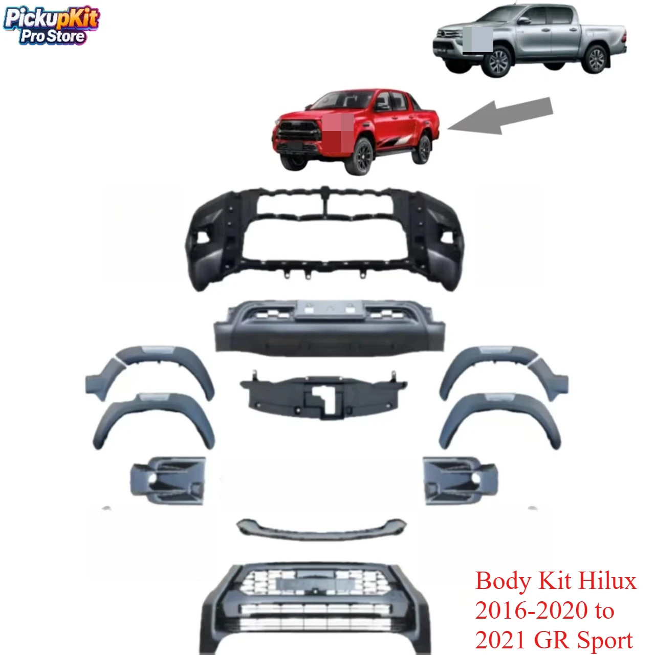 

4x4 Offroad Body Kit Hilux 2016-2020 to 2021 GR Sport Bumper Grille Set
