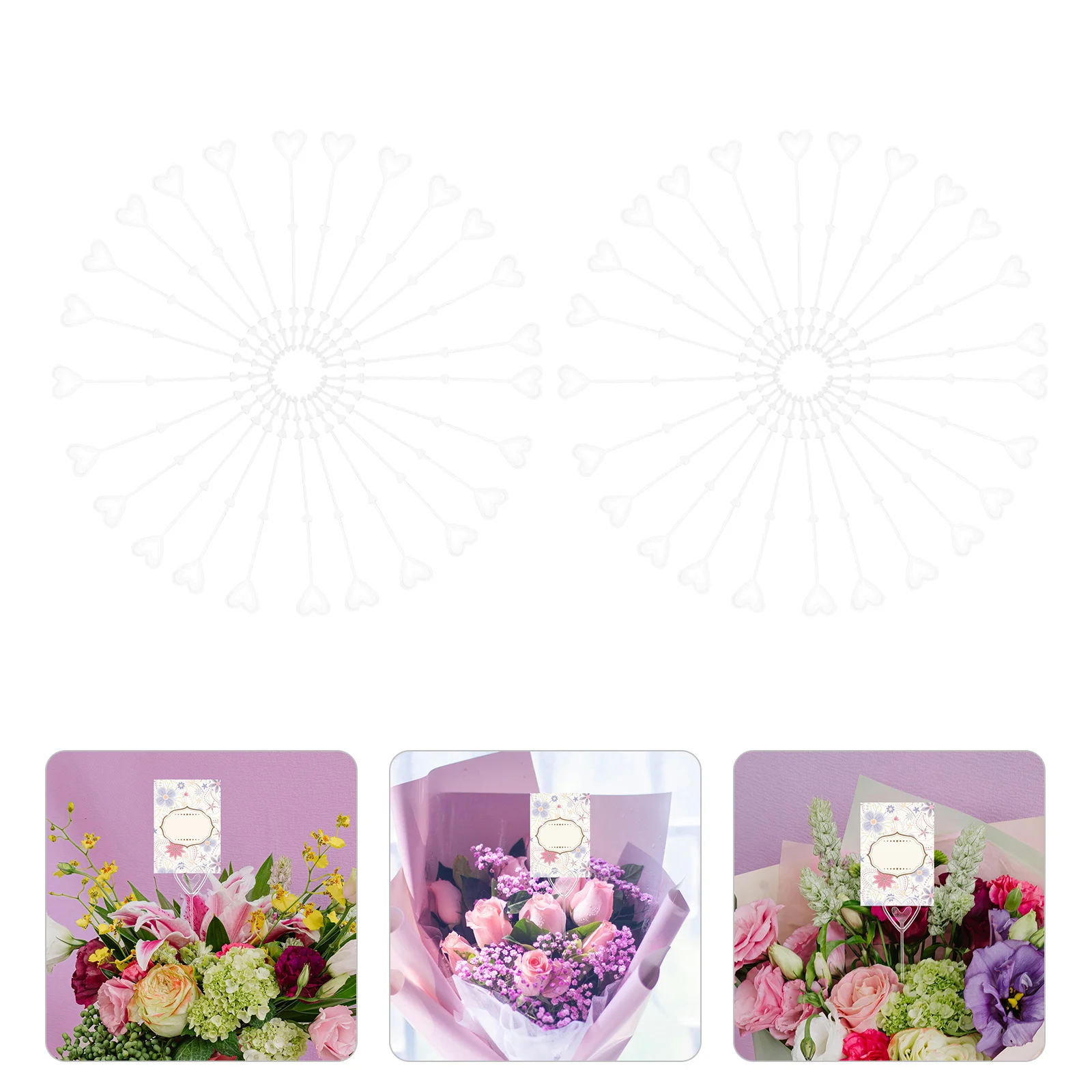 

160pcs Floral Pick Card Holders Plastic Flower Sticks For Bouquets Heart Shaped Picks Wedding Party Decor Arrangements