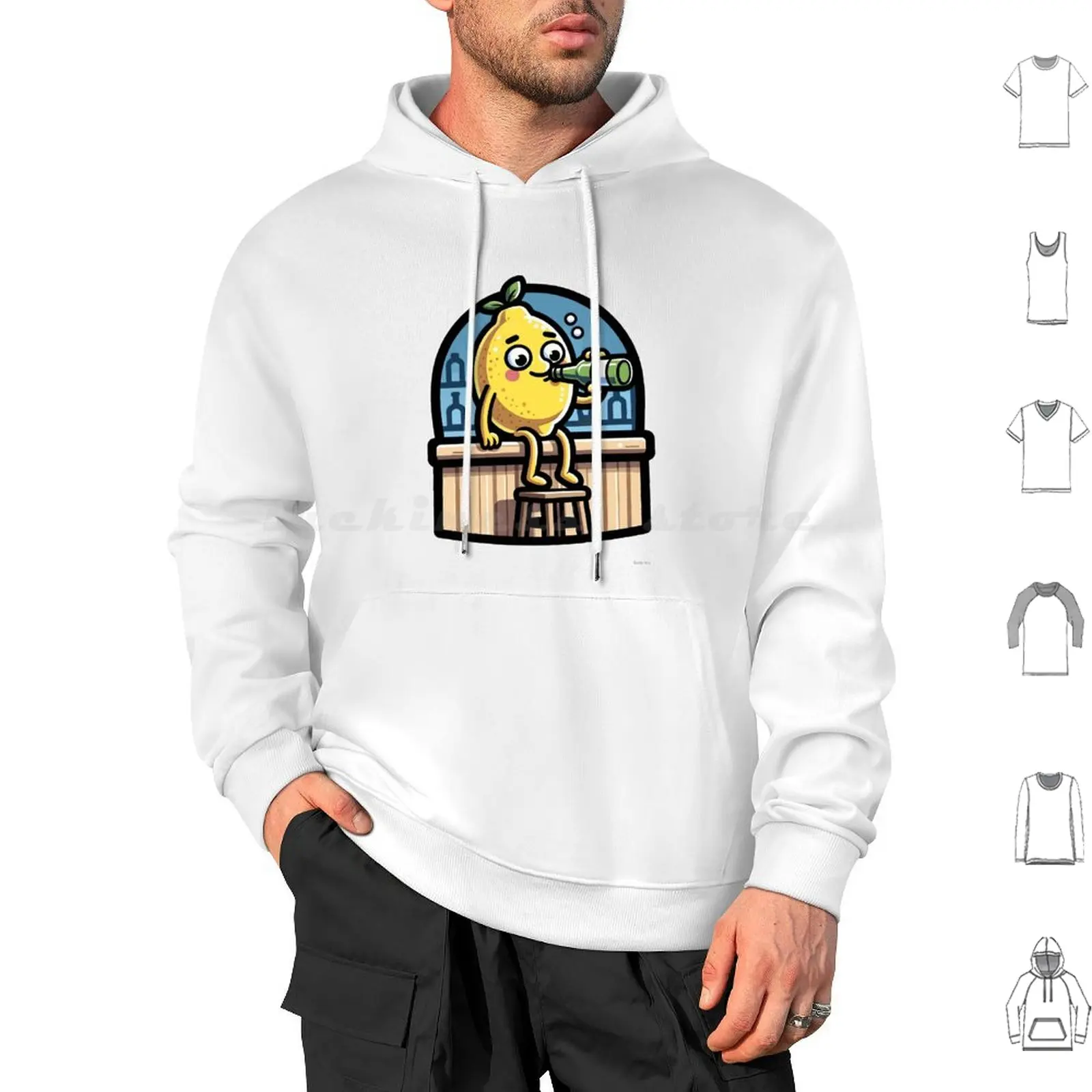 Silly Lemon Drinking At The Bar Hoodies Long Sleeve Lemon Yellow Drinking Bar Fruit Trendy Food Happy Silly Happy Hour