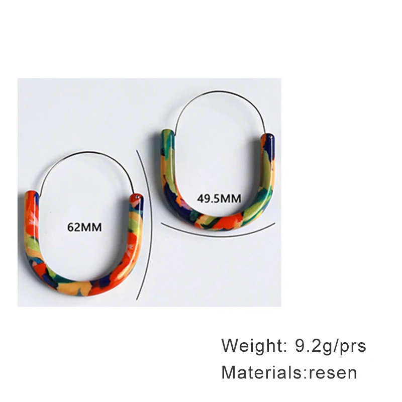 Multi Colors Hoop Earrings For Women U Style Resin Fashion Jewelry Holiday Accessories Trendy New Design Wholesale Gifts 2023653