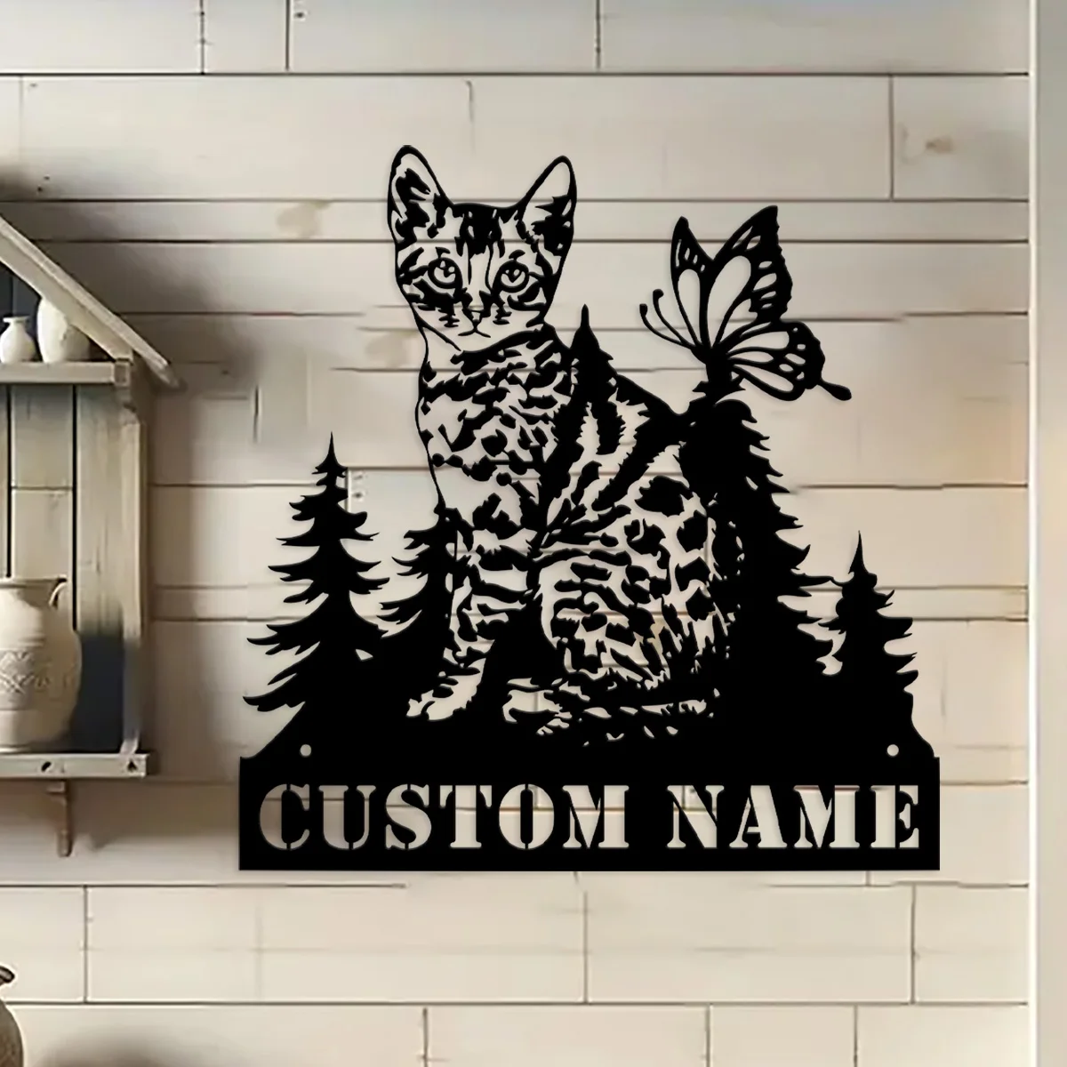 

Custom Bengal Cat Metal Wall Art, Personalized Bengal Cat Name Sign Decoration For Room, Bengal Cat Home Decor, Custom Bengal