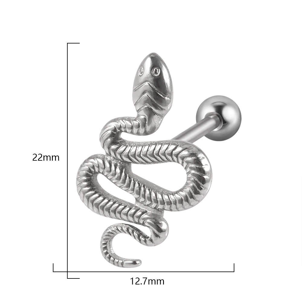 1PC Anti-Allergy Surgical Steel Snake Tongue Rings For Women Man Python Tongue Barbells Piercing Body Jewelry 14g