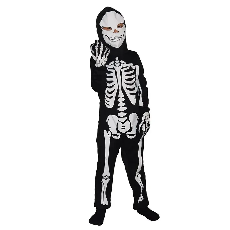 Halloween Children Skeleton Costume Skeleton Ghost Cosplay Costume Role Playing Horror Theme Dance Party Ghost Costume Jumpsuit