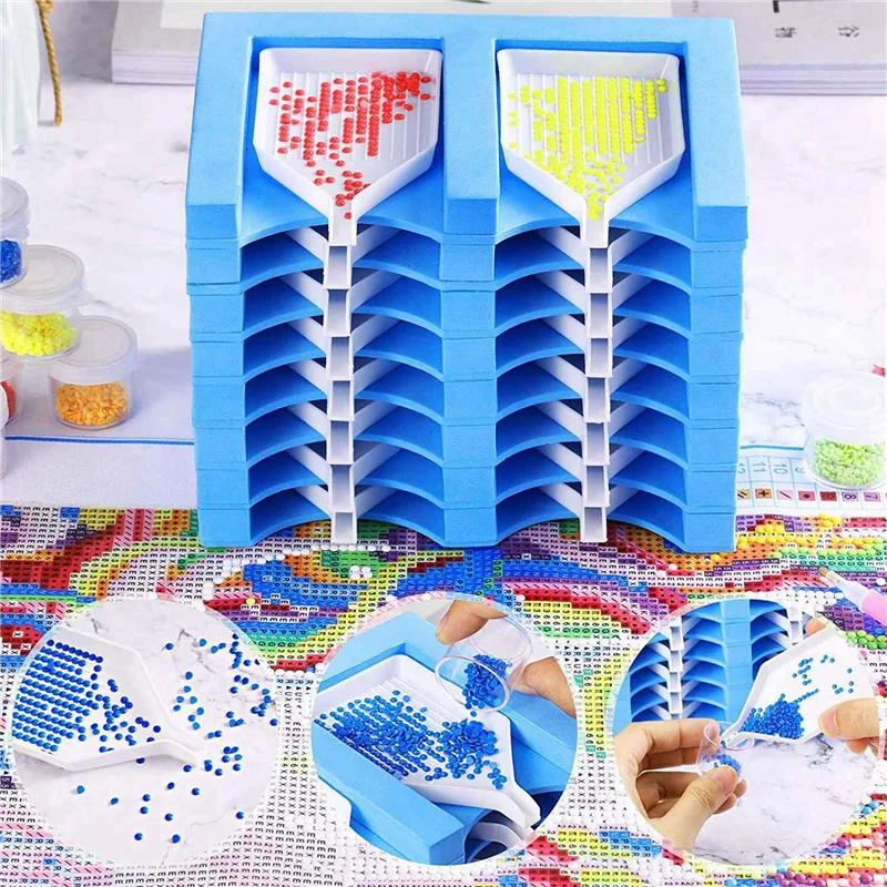 

4X 16 Slots Diamond Painting Tray Organizer Diamond Painting Accessories Tray Diamond Painting Tools Kits Organizer Blue-ABQU