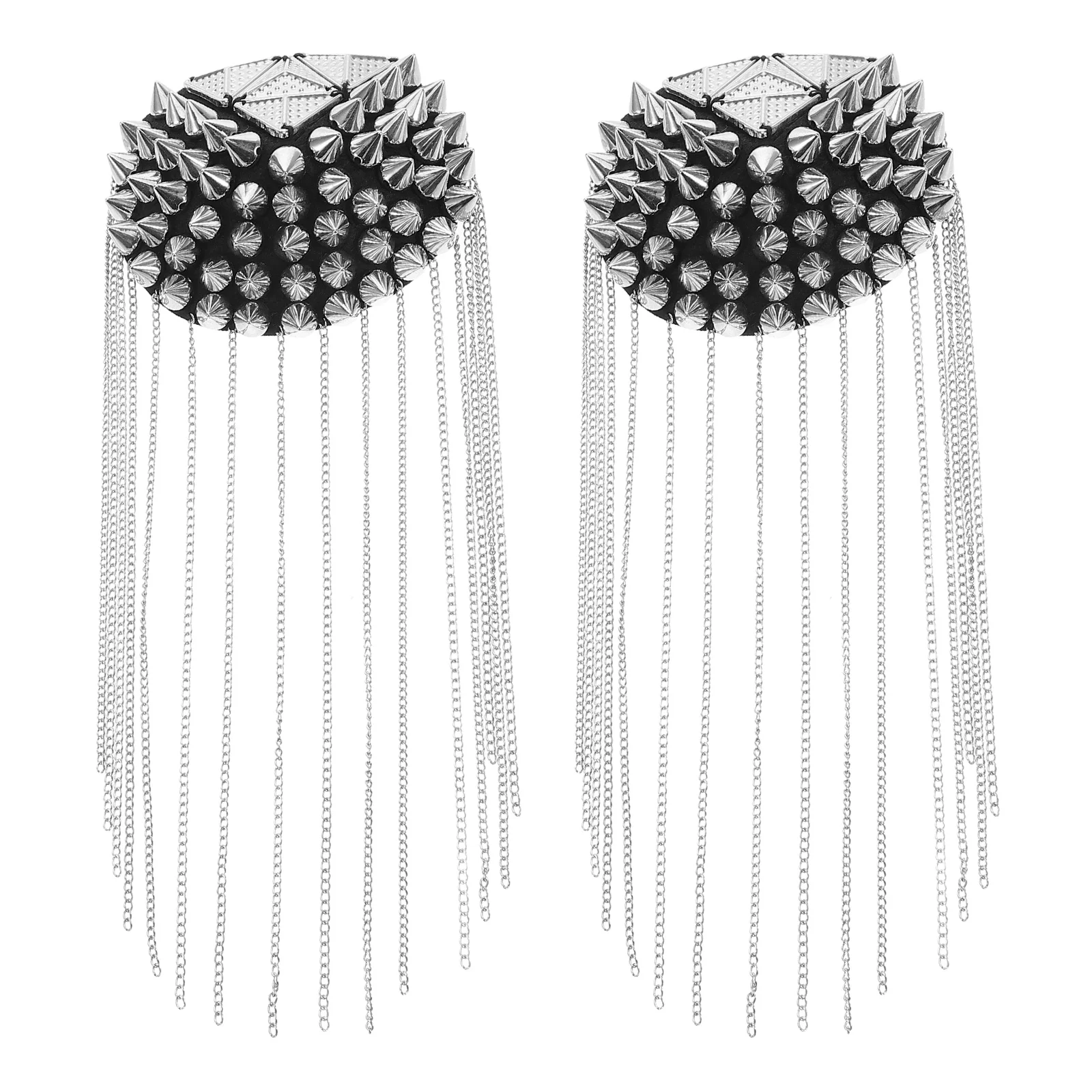 

2 Pcs Metal Clothing Accessories Shoulder Arm Decoration Boards Epaulettes Tassel Link Chain