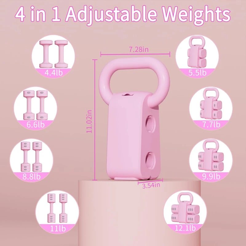 2026  New Design Gym Women's Steel Lightweight Adjustable Dumbbell Kettlebell Set Custom Colors Yoga Training Home Sport