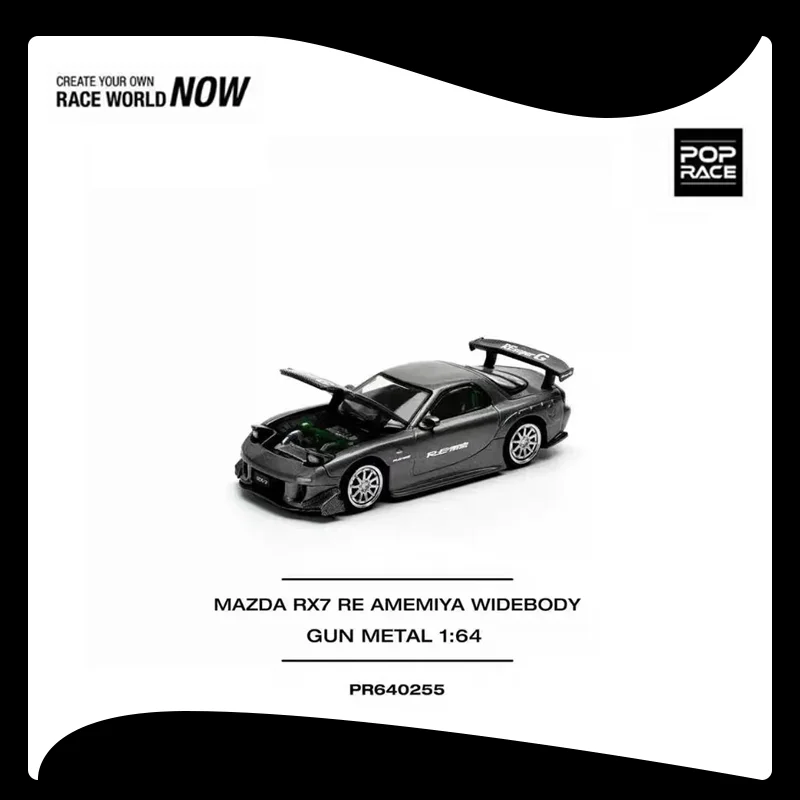 

POP RACE 1:64 MAZDA RX7 RE Amemiya Widebody PR640255 Black Alloy Car Model Gift