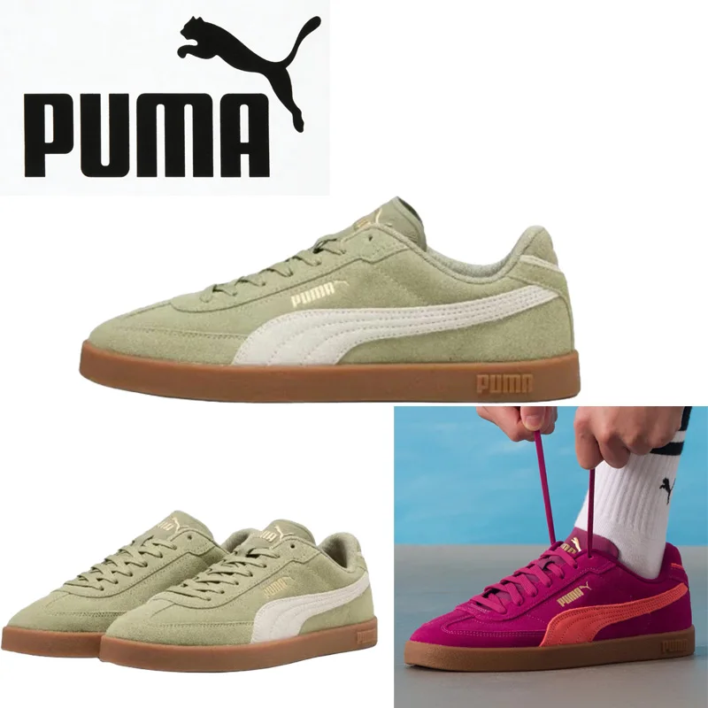 

Кроссовки PUMA унисекс из замши в ретро-стиле, низкие, с цветными вставками и золотым логотипом, модель 400717-23/24