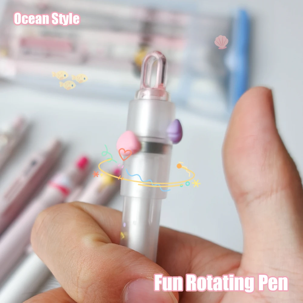 6-Pcs Fun Pink Gel Pen Set 0.5mm Cute Style Quick-Drying Black Pens for Study & Office Use