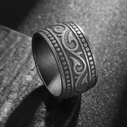 13mm Wide North Austrian Pirate Witch Celtic Knot 316L Stainless Steel Men's Ring Retro Carved Pattern Party Punk Accessory