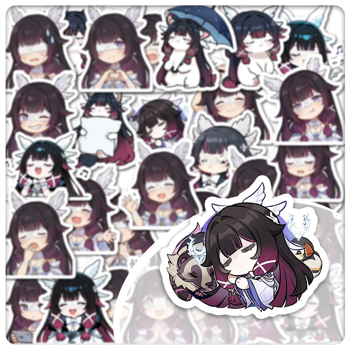 30 Pcs Cute Columbina HD Custom Emoji Stickers, Genshin Impact Merch DIY Decor Stickers for Journals, Phones & Computers