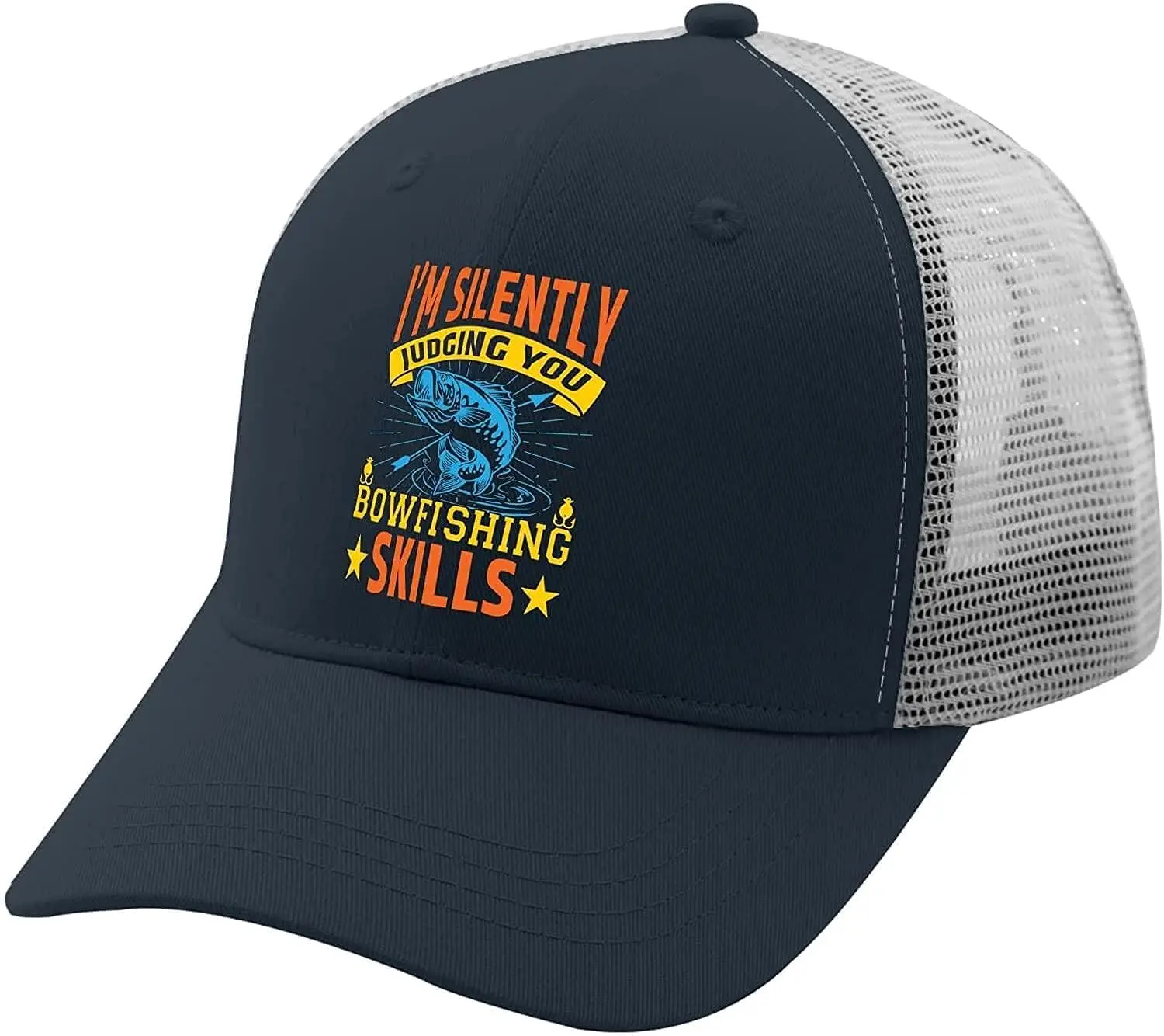 Funny Hat I'm Silently Judging You Bowfishing Skills Baseball Caps, Funny Hat for Women Marine Blue