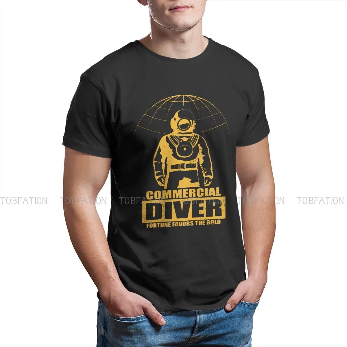 Commercial Diver Yellow Casual TShirt Dive Scuba Diving Printing Streetwear Leisure T Shirt Men Short Sleeve Unique Gift Idea