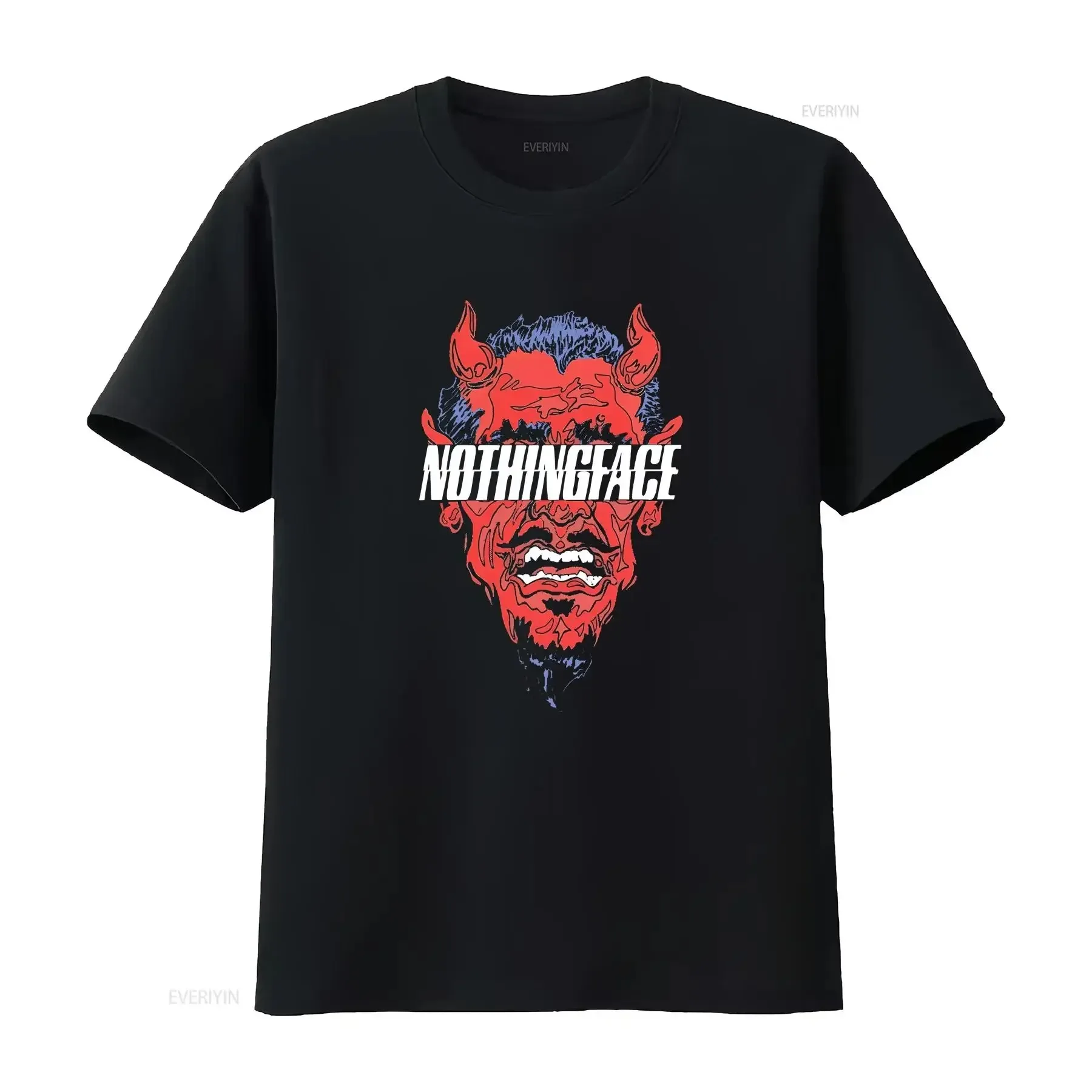 

NOTHINGFACE Devil Face Industrial Metal Nu Band T Shirt vintage Washed graphic Comfortable Slightly Stretched designer clothes