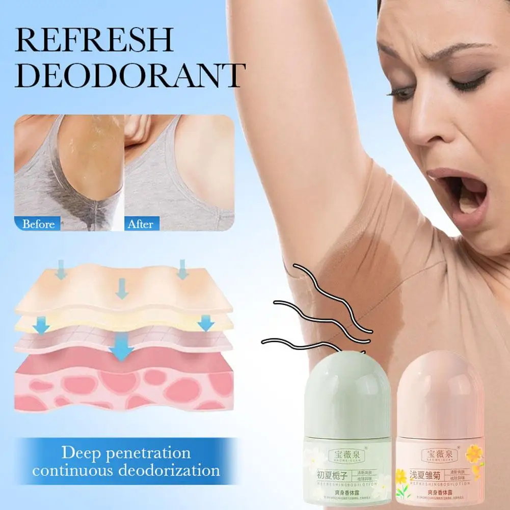 Flora Scent Roll On Deodorant Gardenia Daisy Refreshing Roll-on Lotion Eliminates Sweat & Body Odor Daily Use