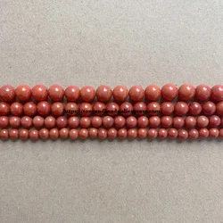 Natural Genuine Italian Orange Red Sardine Coral Round Loose Beads 15