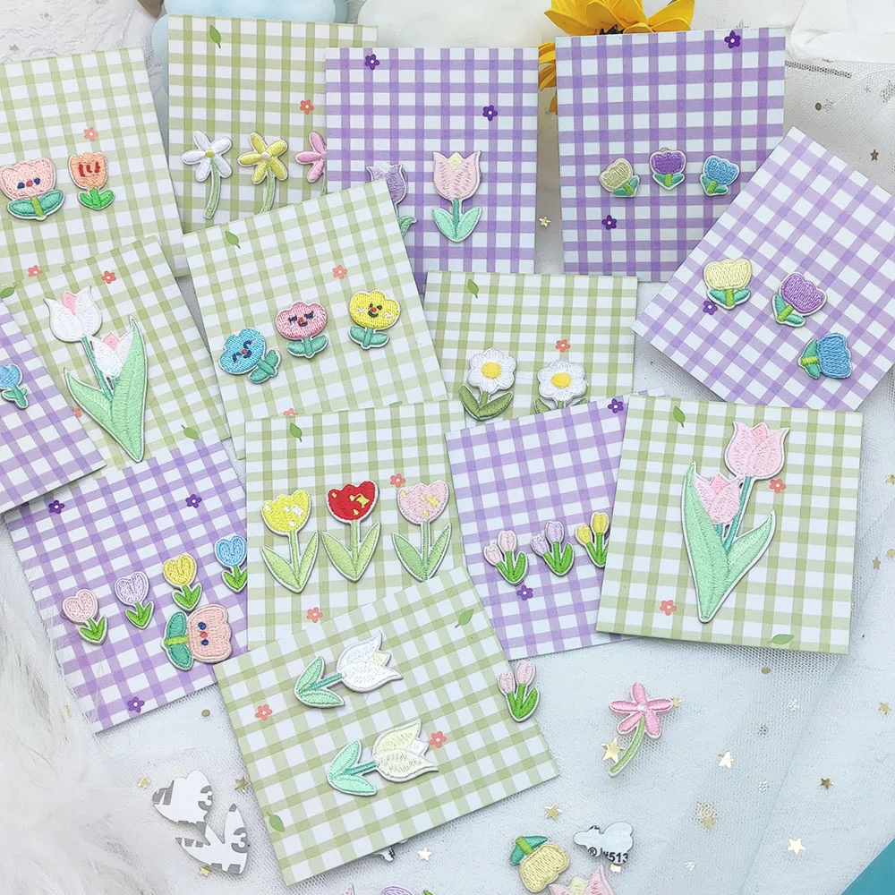 Cute Mini Flower Embroidery Patch Self-adhesive Applique Decorate Phone Case Wallet Paste Stationery Hand Book Iron Sticker