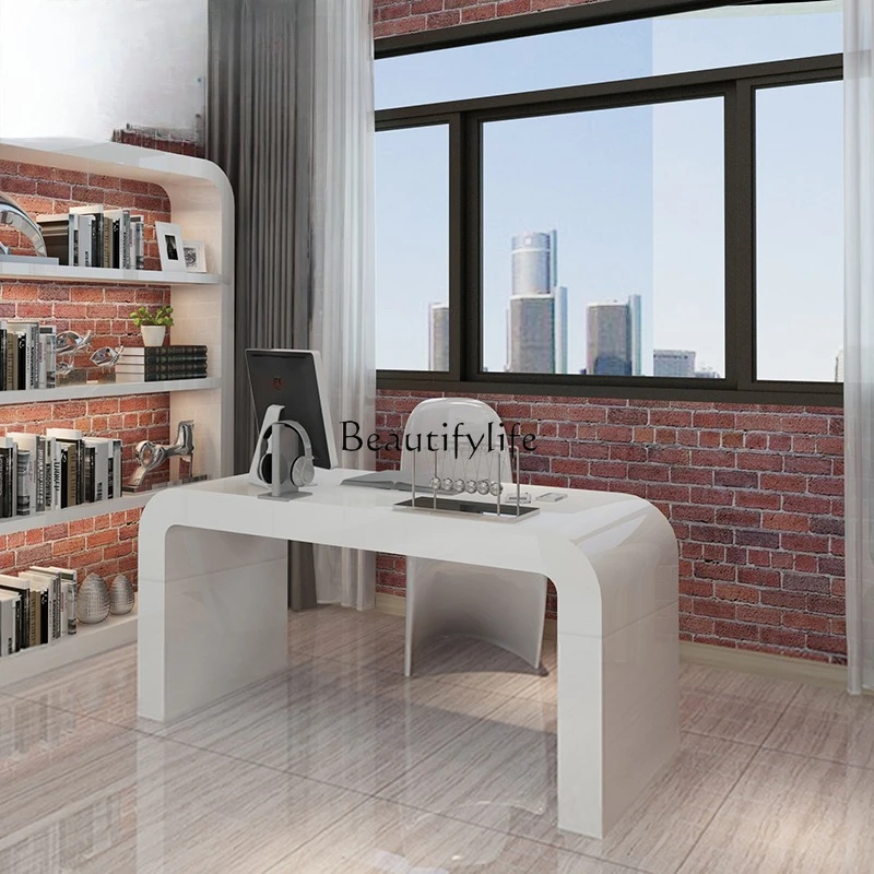 

02 Small apartment creative computer desk Nordic high-end desk modern simple model