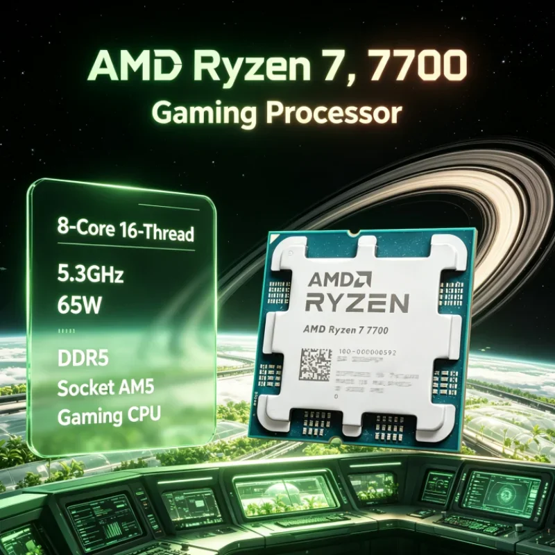 AMD R7 7700 Ryzen 7 CPU 100-000000592 5.3GHz 8-Core 16-Thread 65W 5nm DDR5 32M L3 AM5 No Cooler Type-C