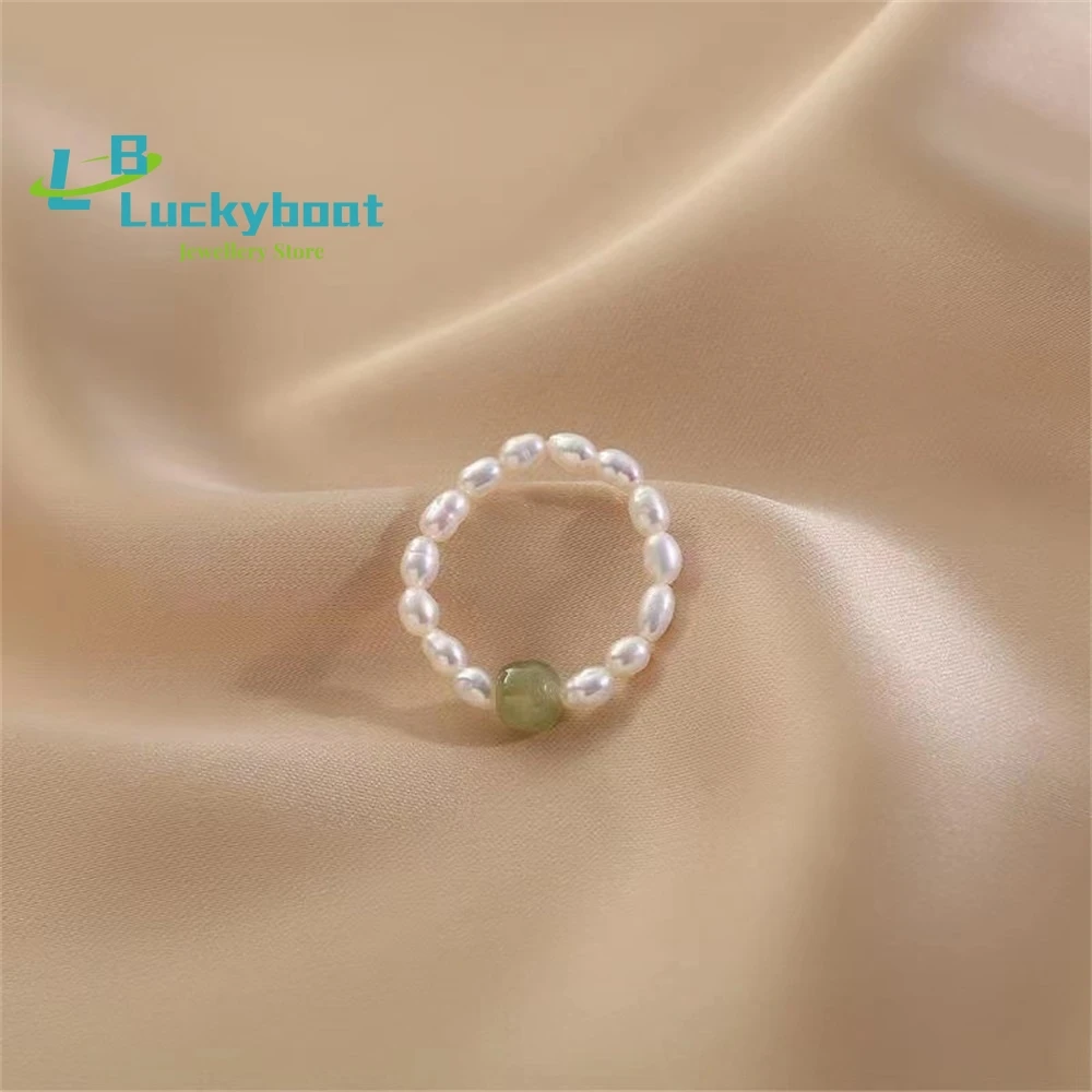 Hetian Jade Pearl Ring Female Ring Pearl Small Group Original Antique Ring