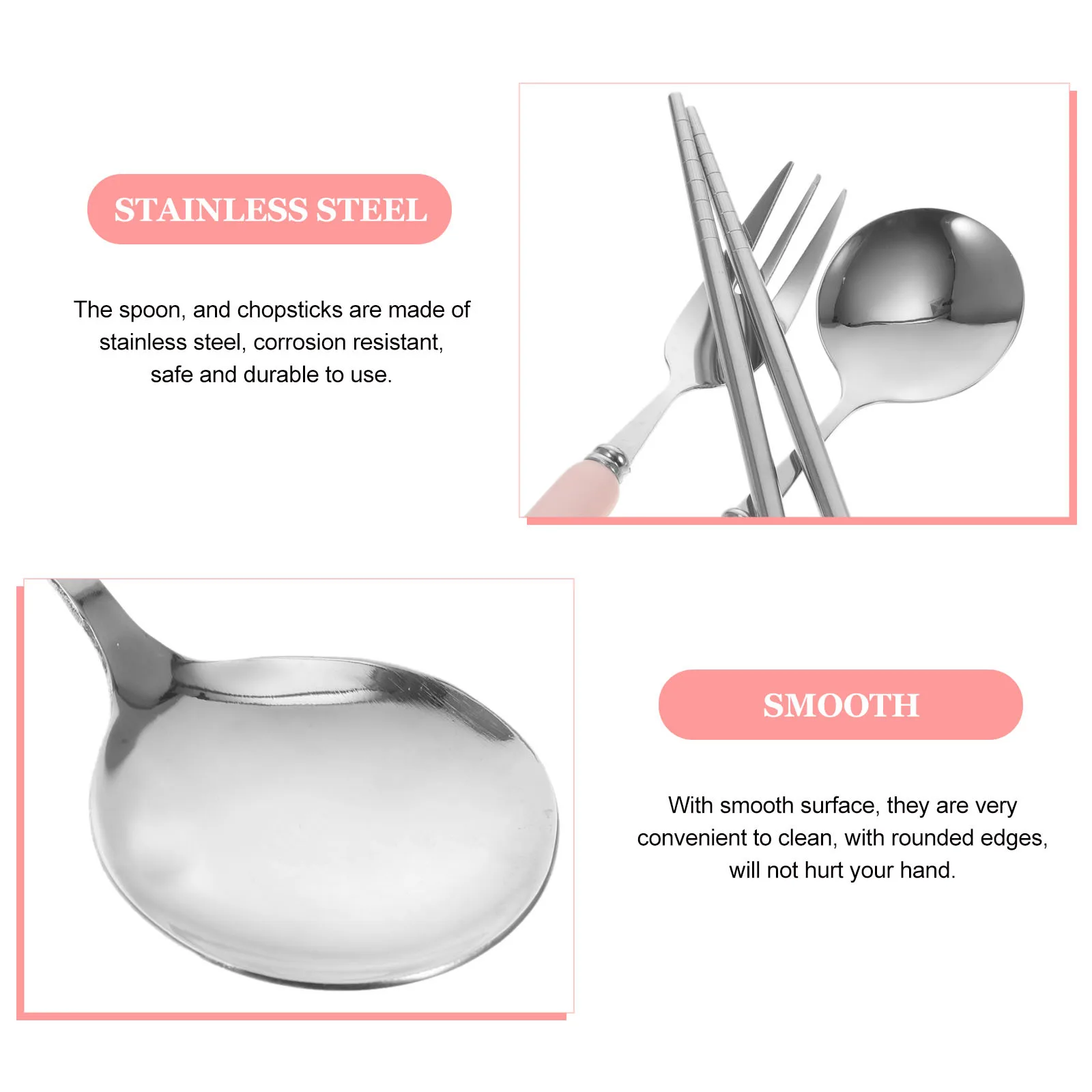 

1 Set Portable Utensils Set Travel Stainless Steel Spoon Fork Chopsticks Reusable Lightweight Camping Bbq Picnic Dining Utensils