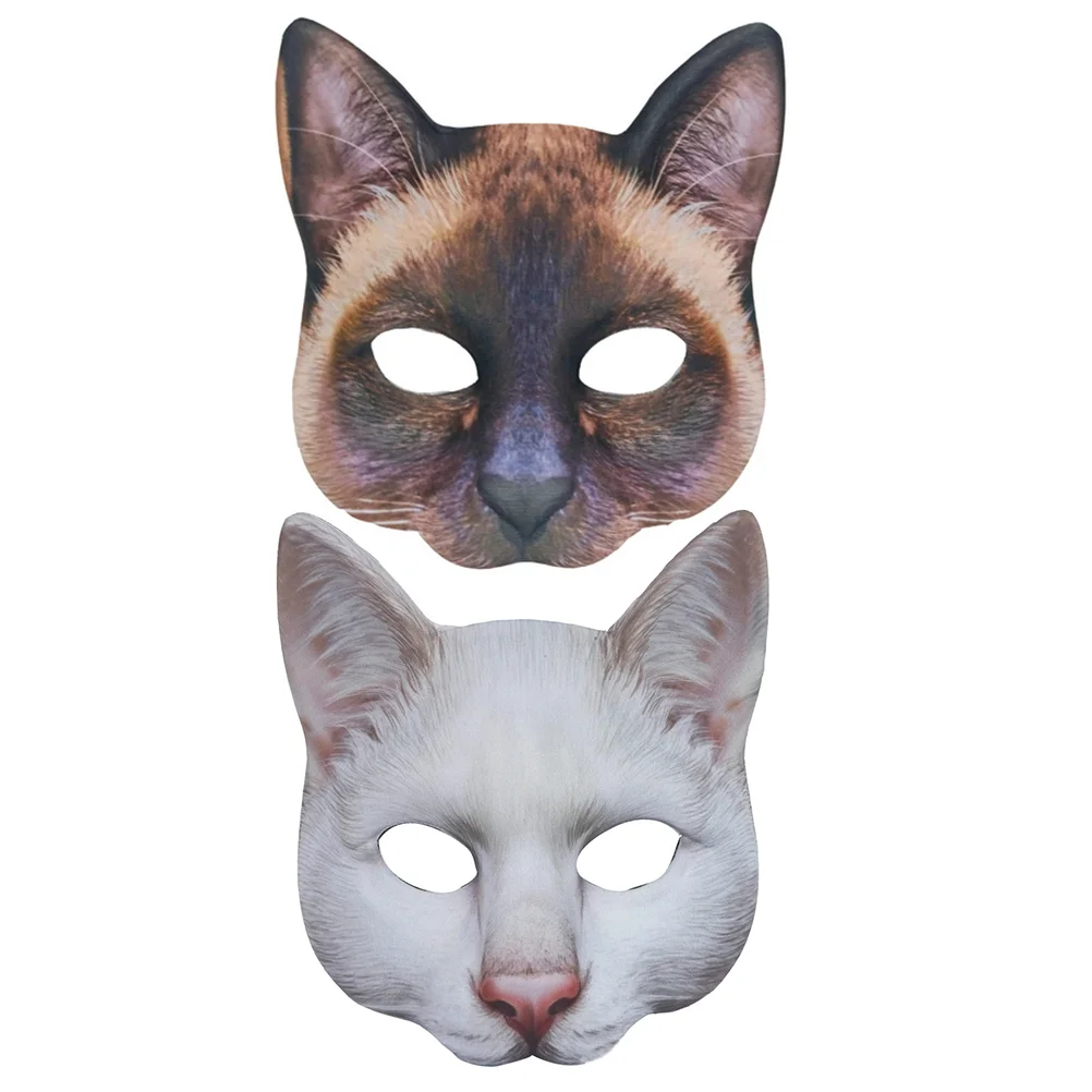 

Printed Animal Cat Mask Costume Props Novel Masks Face Covers Realistic Headgears Headwears Unique Masquerade