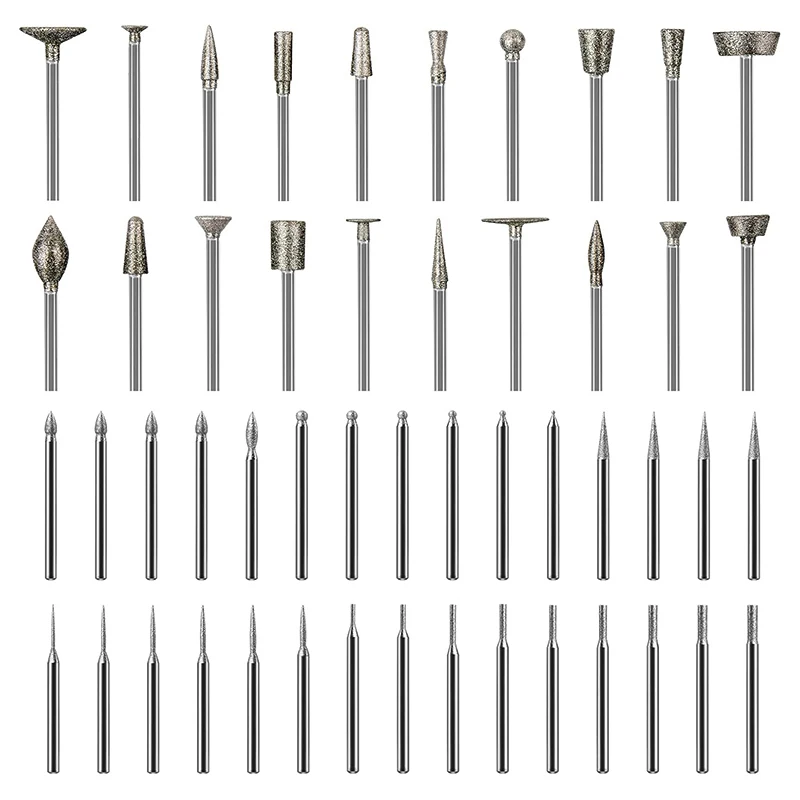 Stone Carving Set Diamond Burr Bits Compatible with Dremel,50PCS 1/8