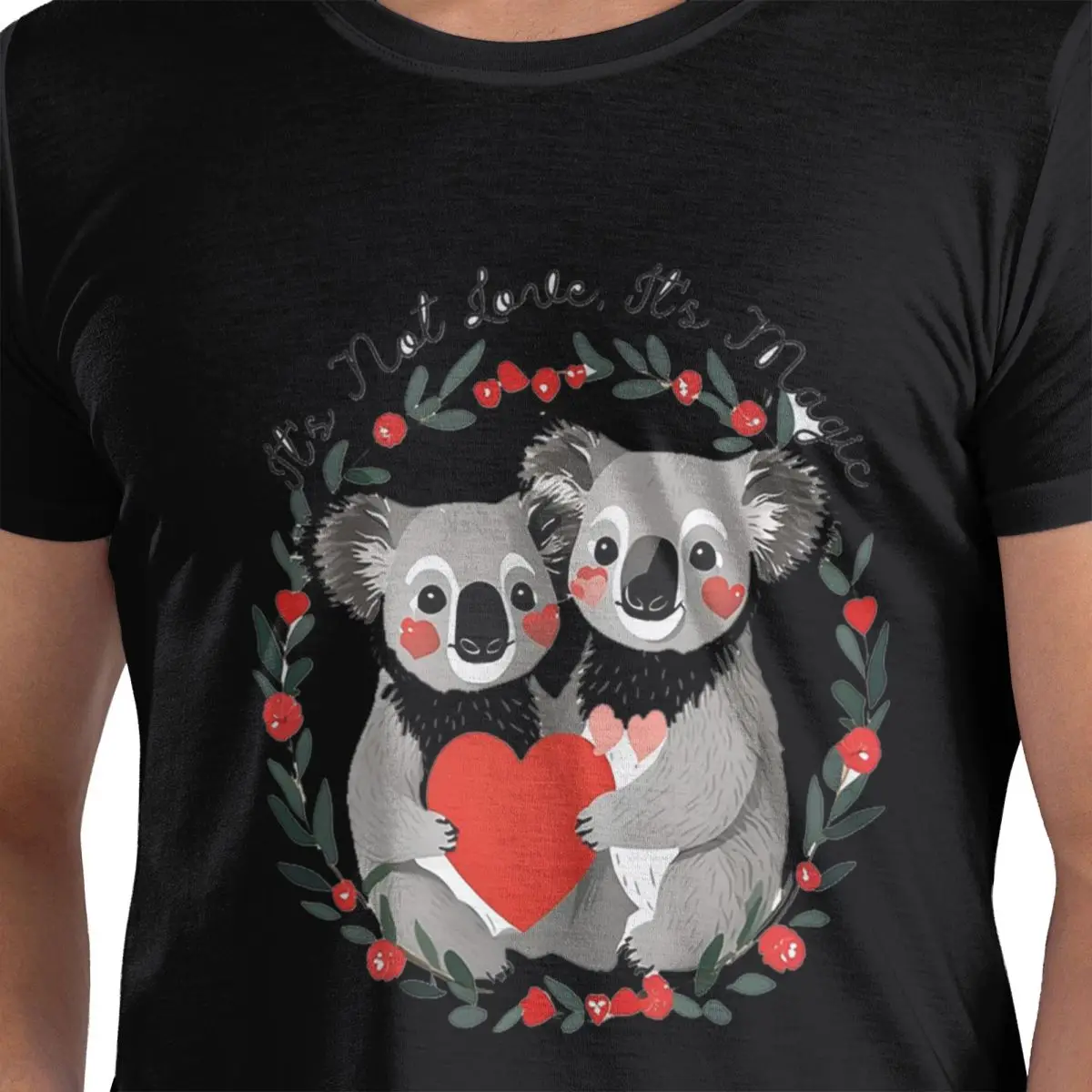 

Причудливая футболка ко Дню святого Валентина, новинка, футболка из 100% хлопка с изображением медведя коалы, мужские забавные футболки с круглым вырезом и коротким рукавом, S-6XL
