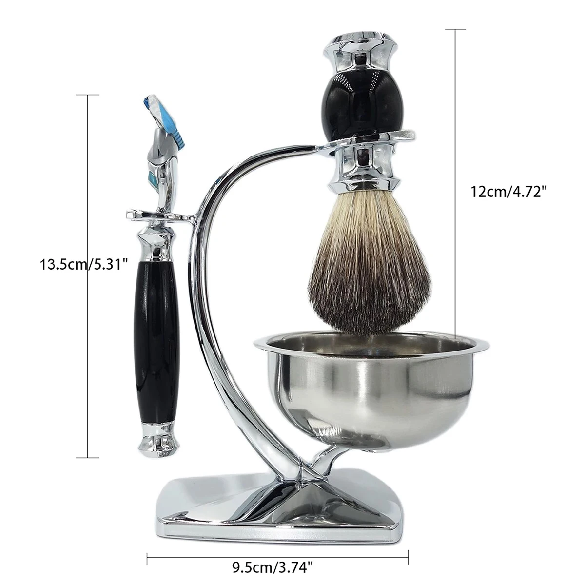 iRAZOR Classic 4-in-1 Wet Shaving Kit for Men 5-Blade Cartridge Razor Face Cleaning Brush Beard Grooming Perfect Gift Set