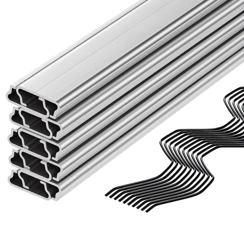 

Greenhouse Spring Wire and Lock Channel, 10 Packs 6.56 ft PVC-Coated Wiggle Wire & Aluminum Alloy Channel Bundle Kit with Included Screws, 0.05 in Thickened, Poly Film & Shade Cloth Attachments