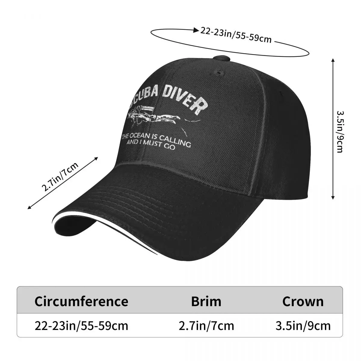 The Ocean Is Calling And I Must Go Dive Scuba Diving Sunprotection Cap Sun Visor Hip Hop Caps Cowboy Hat Peaked Hats