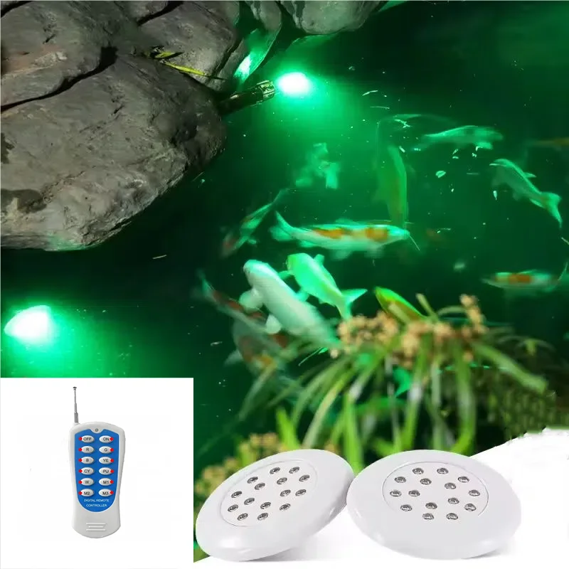 SAIYUN Pool Light with EU/US Plug IP68 Waterproof Small Size White Round Underwater RGB Multicolor Swimming Bath Spa Lamp