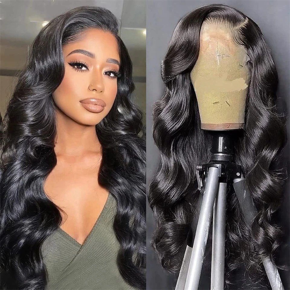 Gelombang Tubuh 13X4 Wig Rambut Manusia Renda Frontal 30 "32" Rambut Indian Mentah Wig Rambut Depan Renda 4X4 Wig Rambut Manusia Penutupan Renda untuk Wanita