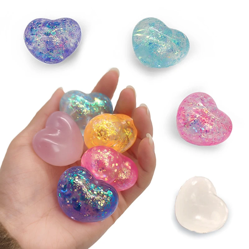 1Pc Changing Color Heart Squeeze Toy Sequins Love Fidget Toy Squishy Pinch Kneading Toy Stress Reliever Toy Kid Party Favor