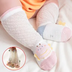 2pcs Summer Long Tube Baby Socks Anti Slip Mosquito Class A Boneless Mesh Newborn Infant Stockings Thin Pure Cotton Breathable