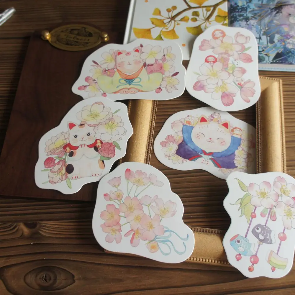 

15pcs Pink Cat Flower and Lovers Card Party Invitation DIY Decoration Gift Message Card Postcard Scrapbooking Use