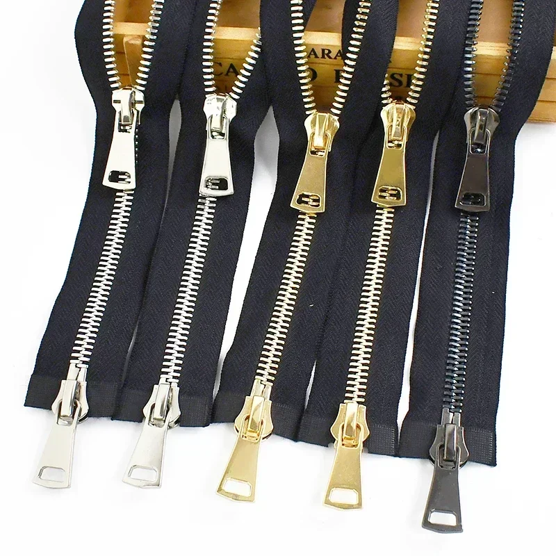 1Pc 8# 70/80/90/100cm Metal Zipper Double Slider Open End Auto Lock Zippers Bag Jacket Clothes DIY Sewing Material Accessories